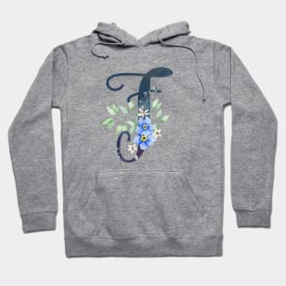 Floral Monogram F Wild Blue Flowers Hoodie